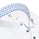 R2 Amsterdam White Knitted Short Sleeve Button Up Shirt