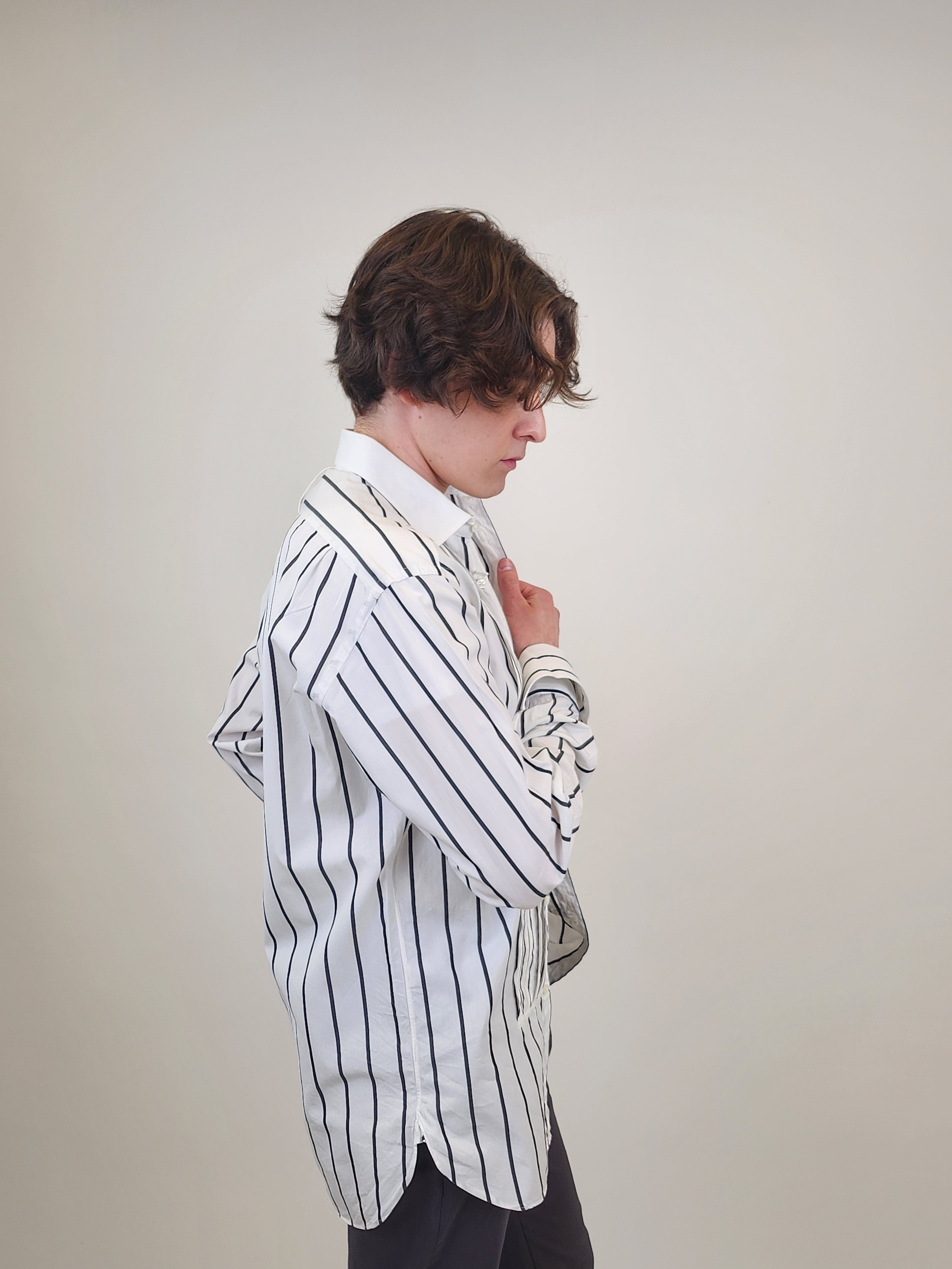The RealReal,Ralph Lauren, Ralph Lauren White Striped Formal Tuxedo Shirt, White, Medium-43-TagM