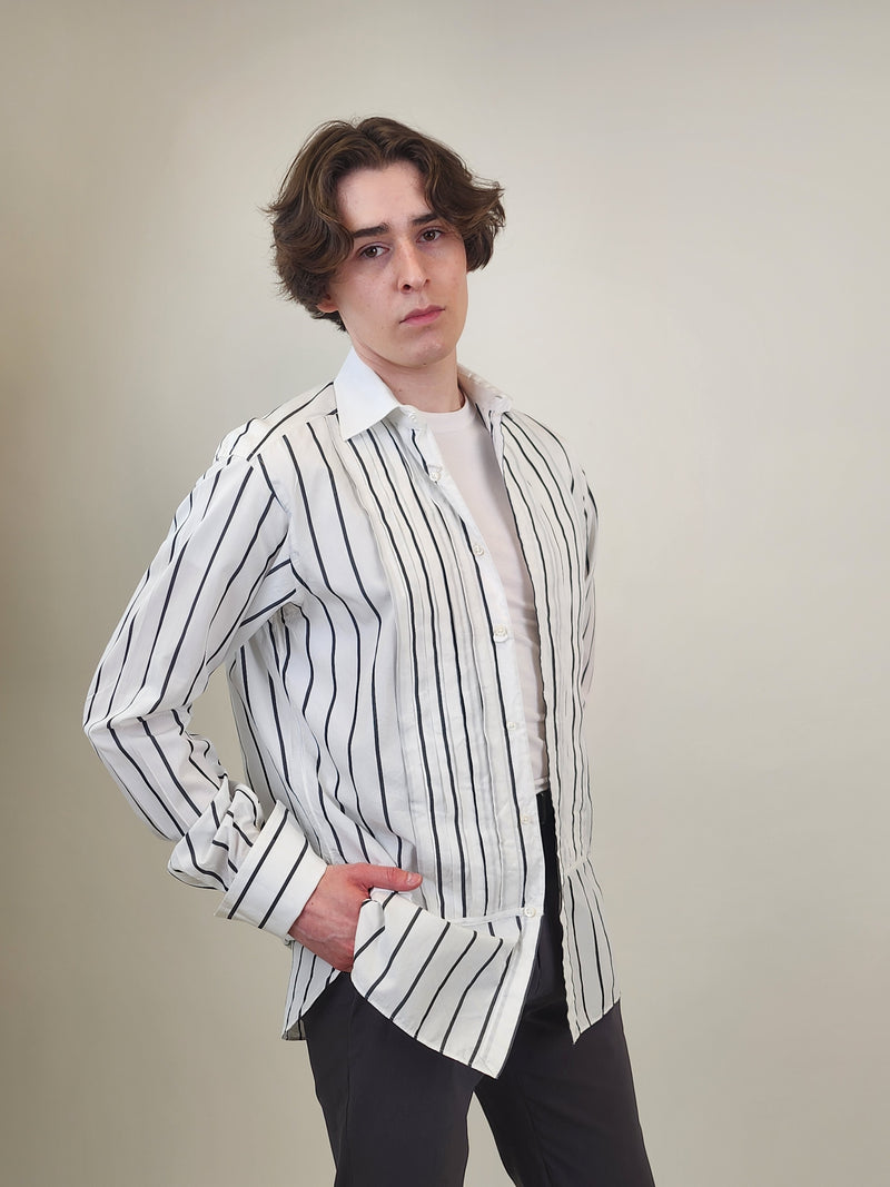 Ralph Lauren White Striped Formal Tuxedo Shirt