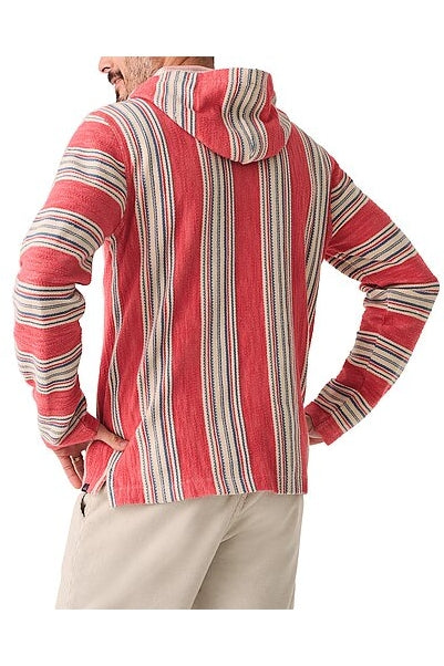 Faherty Red/Cream Textured Stripe Hoodie