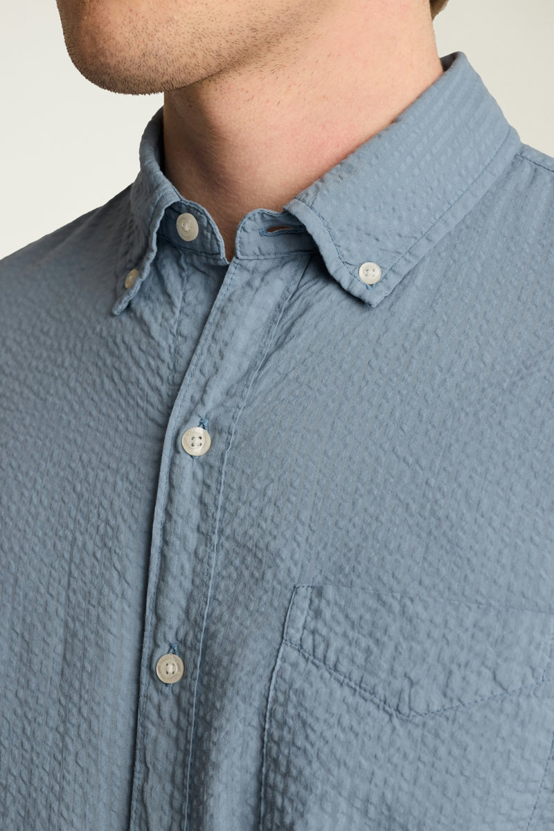 Wholesale,Bonobos, Bonobos Blue Shadow Dyed Seersucker Slim Fit Shirt, Blue, Medium-42-TagM