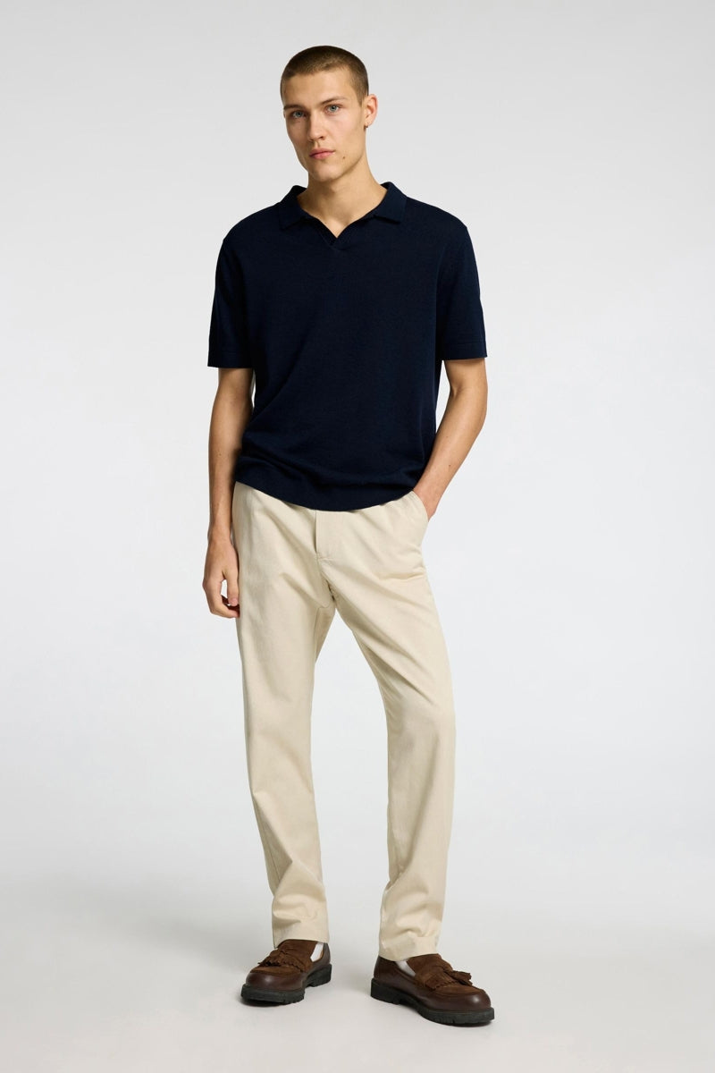 Wholesale,Selected Homme, Selected Homme Navy Knitted Open V Polo, Blue, Medium-42-TagMLarge-44-TagLExtra Large-46-TagXLExtra Extra Large-49-TagXXLSmall-40-TagS