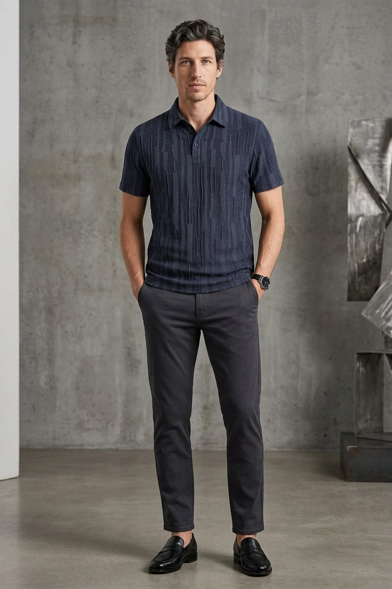 Wholesale,American Heritage, American Heritage Melange Indigo Jacquard Performance Polo, Blue, Small-40-TagSMedium-43-TagMLarge-46-TagLExtra Large-49-TagXLExtra Extra Large-52-TagXXL