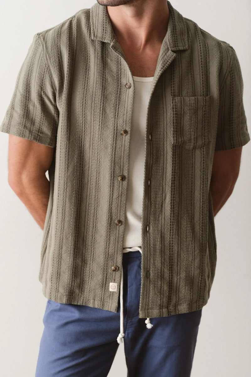 Wholesale,Marine Layer, Marine Layer Olive Dobby Textured Resort Shirt, Green, Medium-44-TagMLarge-46-TagLExtra Large-50-TagXLExtra Extra Large-54-TagXXL