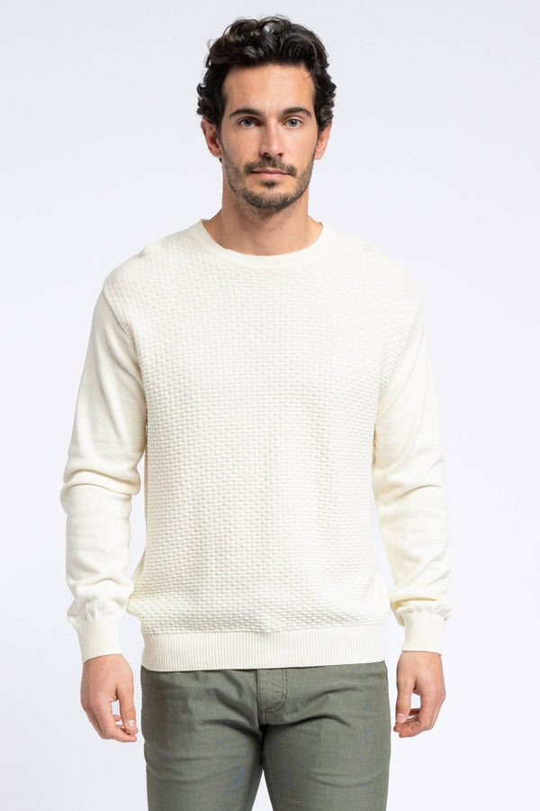 SMF Cream Basket Weave Knit Sweater