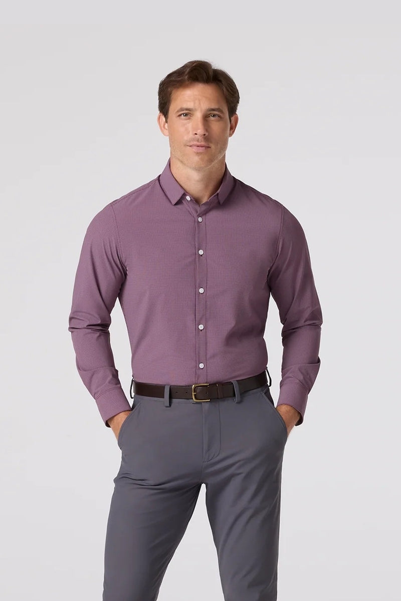 Wholesale,Mizzen + Main, Mizzen + Main Eggplant Plaid Trim Dress Shirt, Purple, Large-47-TagL