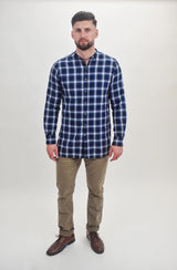 Ovadia & Sons Navy Blue Plaid Button Up Shirt