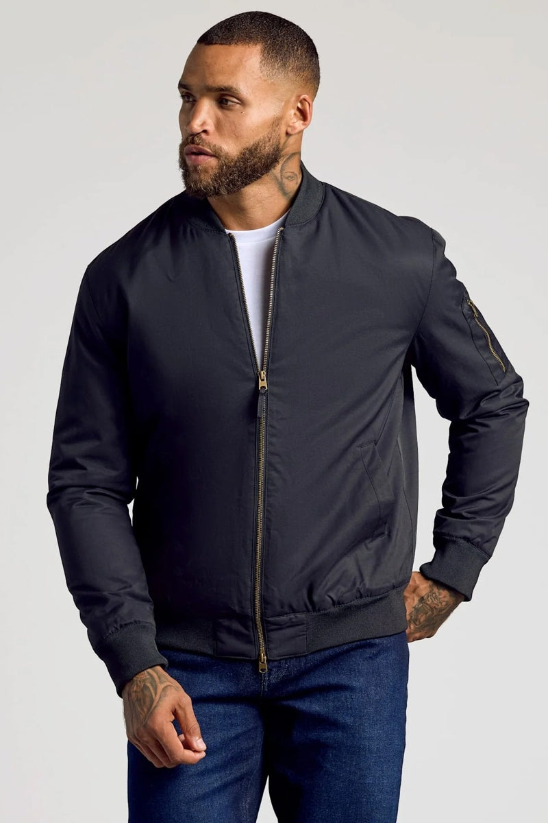 Faire,True Classic, True Classic Carbon Black Bomber Jacket, Black, Medium-44-TagM