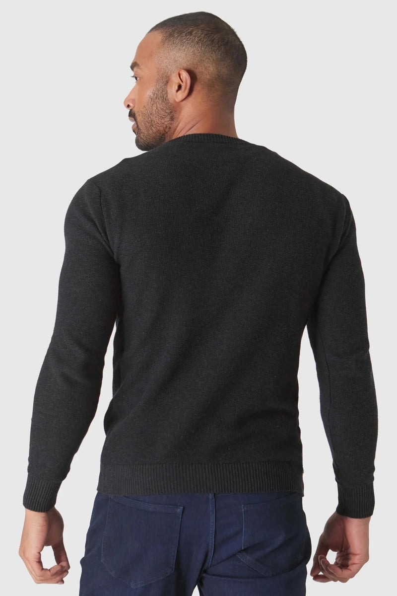 Faire,True Classic, True Classic Heather Black Pique Crew Sweater, Black, Medium-38-TagM