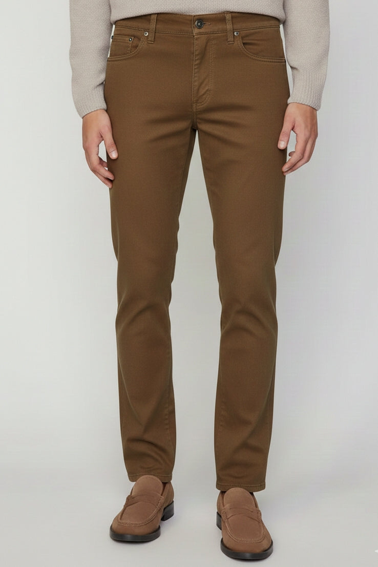 Wholesale,Projek Raw, Projek Raw Tobacco Brown 5-pocket Comfort Waist Pant, Brown, 36W-32L-Tag36