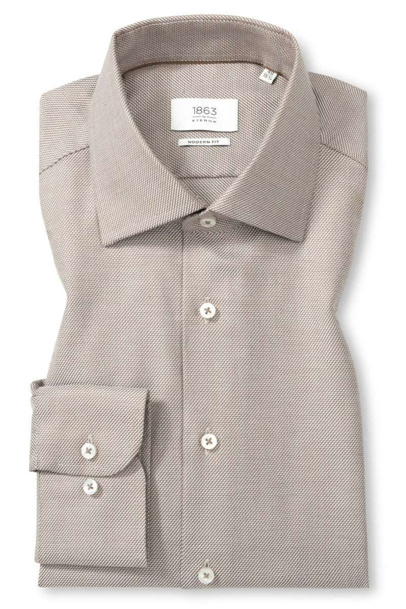 Wholesale,1863 by Eterna, 1863 by Eterna Brown Structured Twill Modern Fit Shirt, Brown, Extra Extra Large-54-Tag18