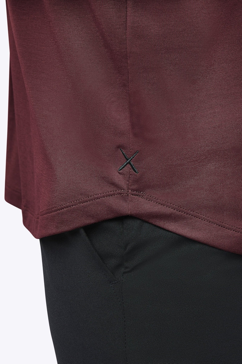 Wholesale,CUTS, CUTS Deep Cranberry Curve-Hem Buttery Soft Tee, Red, Small-39-TagSMedium-41-TagMLarge-43-TagLExtra Large-45-TagXL