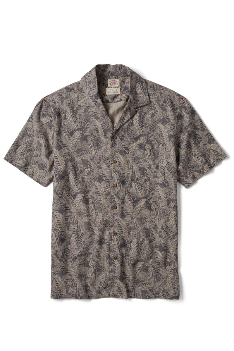 Wholesale,Faherty, Faherty Graphite Tropical Print Camp Shirt, Grey, Small-41-TagSMedium-43-TagMLarge-46-TagLExtra Large-49-TagXLExtra Extra Large-52-TagXXL