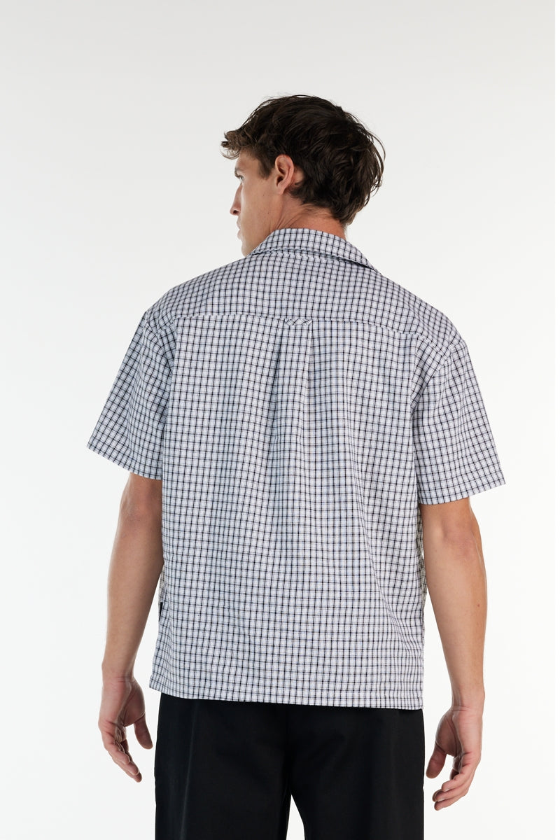 Wholesale,Nana Judy, Nana Judy White with Black Check Relaxed Fit Shirt, White, Medium-46-TagM