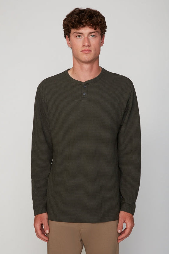 Wholesale,Projek Raw, Projek Raw Forest Green Grid-patterned Jersey Henley, Green, Large-47-TagL