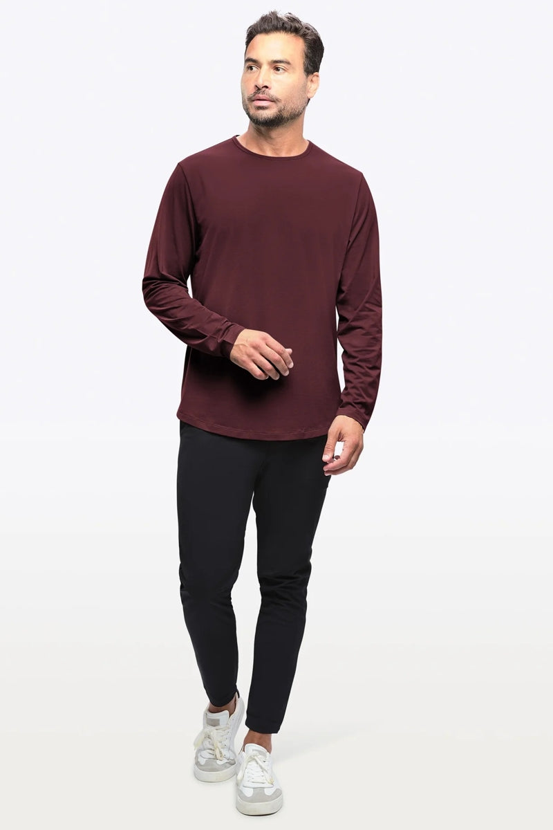 Wholesale,CUTS, CUTS Deep Cranberry Curve-Hem Buttery Soft Tee, Red, Small-39-TagSMedium-41-TagMLarge-43-TagLExtra Large-45-TagXL