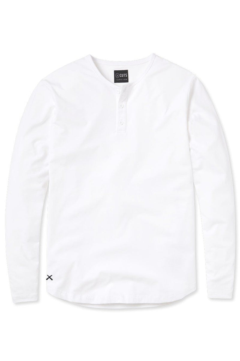 Wholesale,CUTS, CUTS White Curve-Hem Buttery Soft Henley, White, Small-39-TagSMedium-41-TagMLarge-43-TagLExtra Large-45-TagXL