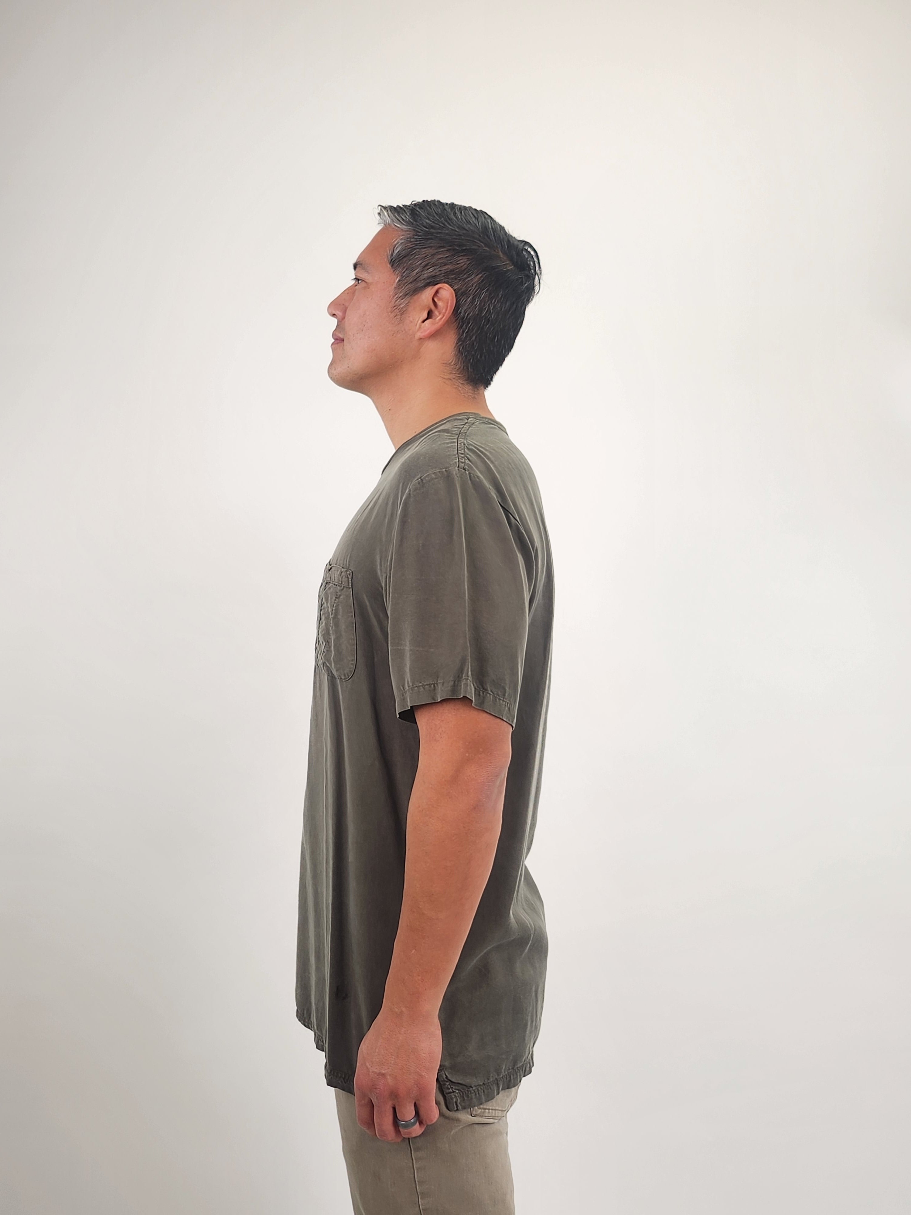 Wholesale,Reesedeluca, Reese De Luca Olive T-Shirt with Chest Pocket, Green, Medium-44-TagM