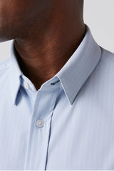 Mizzen + Main Sky Blue Pinstripe Trim Dress Shirt