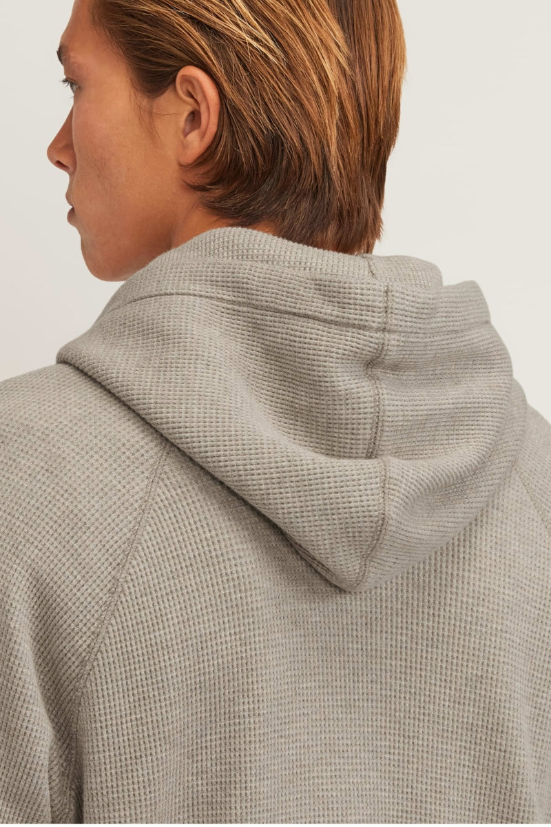 Direct From Brand,Everlane, Everlane Heathered Oatmeal Waffle-Knit Hoodie, Tan, Extra Large-46-TagXL