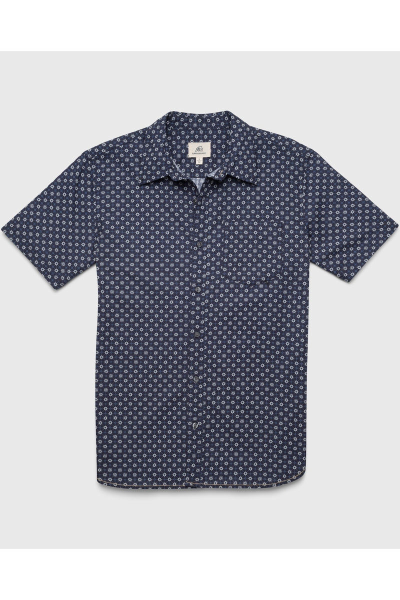 Wholesale,Surfside Supply, Surfside Supply Navy Diamond Flower Pattern Shirt, Blue, Large-44-TagL