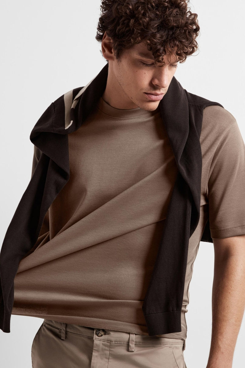 Wholesale,Selected Homme, Selected Homme Brown Dropped Shoulders T-Shirt, Brown, Medium-46-TagMLarge-48-TagLExtra Large-50-TagXL