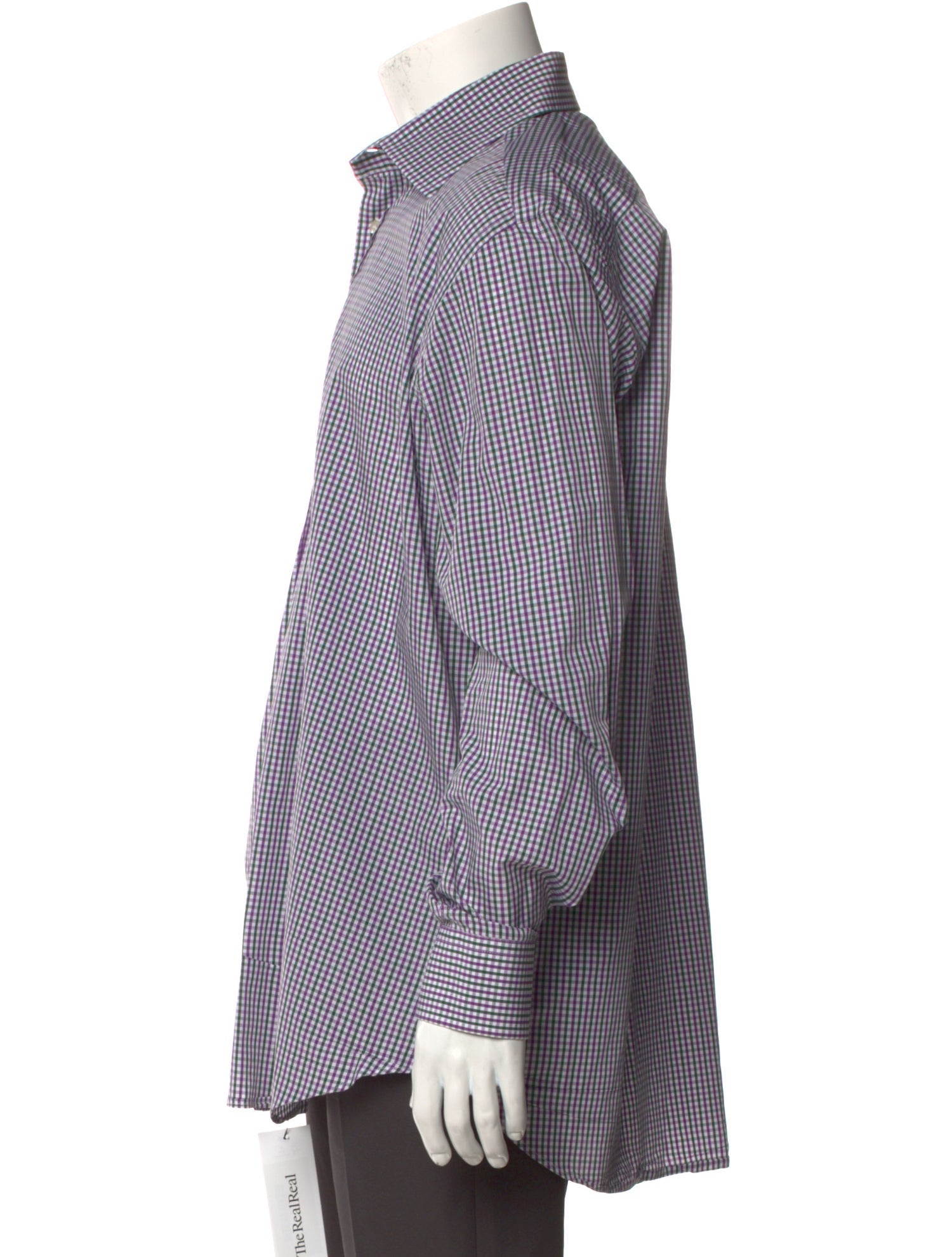RealReal,Etro, Etro Purple/Green Plaid Print Long Sleeve Dress Shirt, Purple, Extra Large-50-TagXL