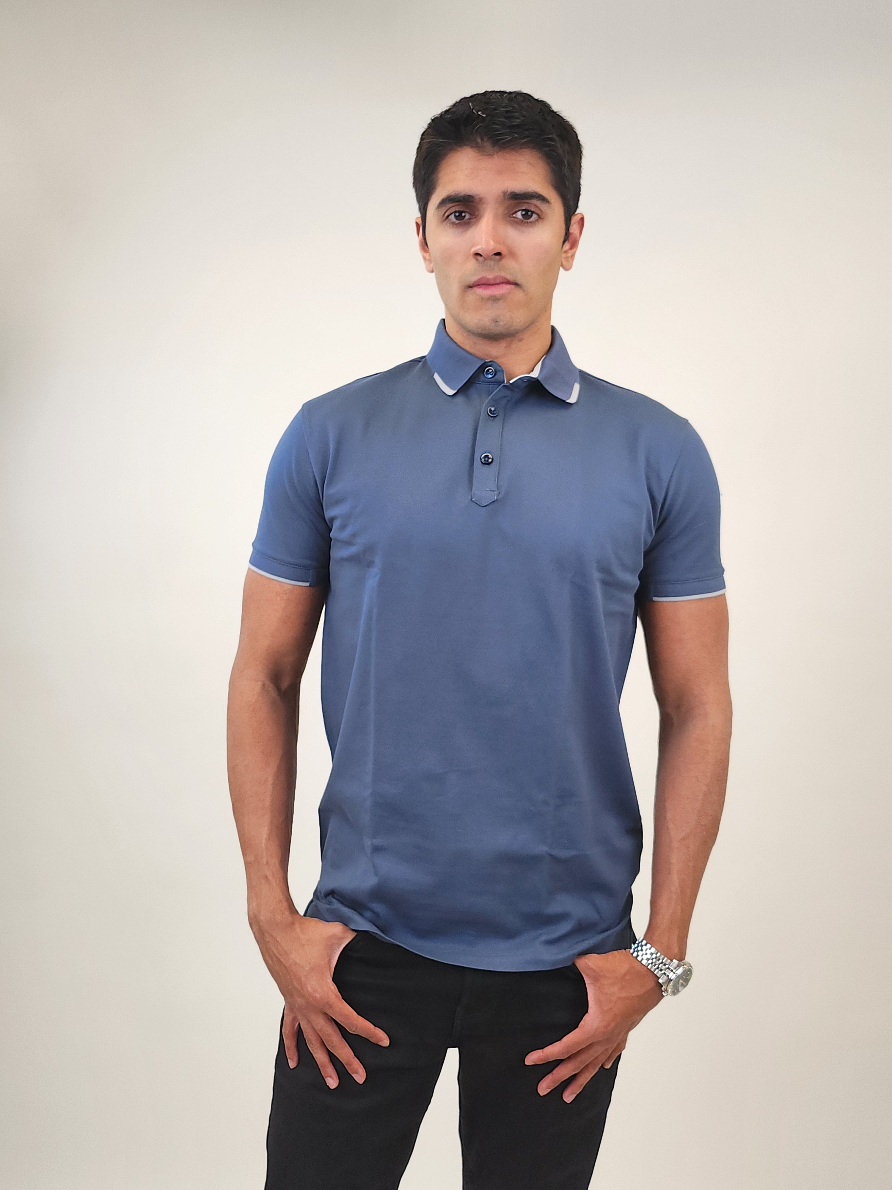 Brand Partner,R2 Amsterdam, R2 Amsterdam Blue Solid Polo, , 
