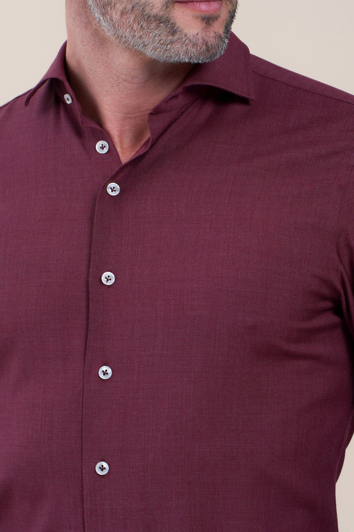 Direct From Brand,R2 Amsterdam, R2 Amsterdam Dark Red 100% Merino Wool Long Sleeve Button Up Shirt, Red, Large-46-Tag42