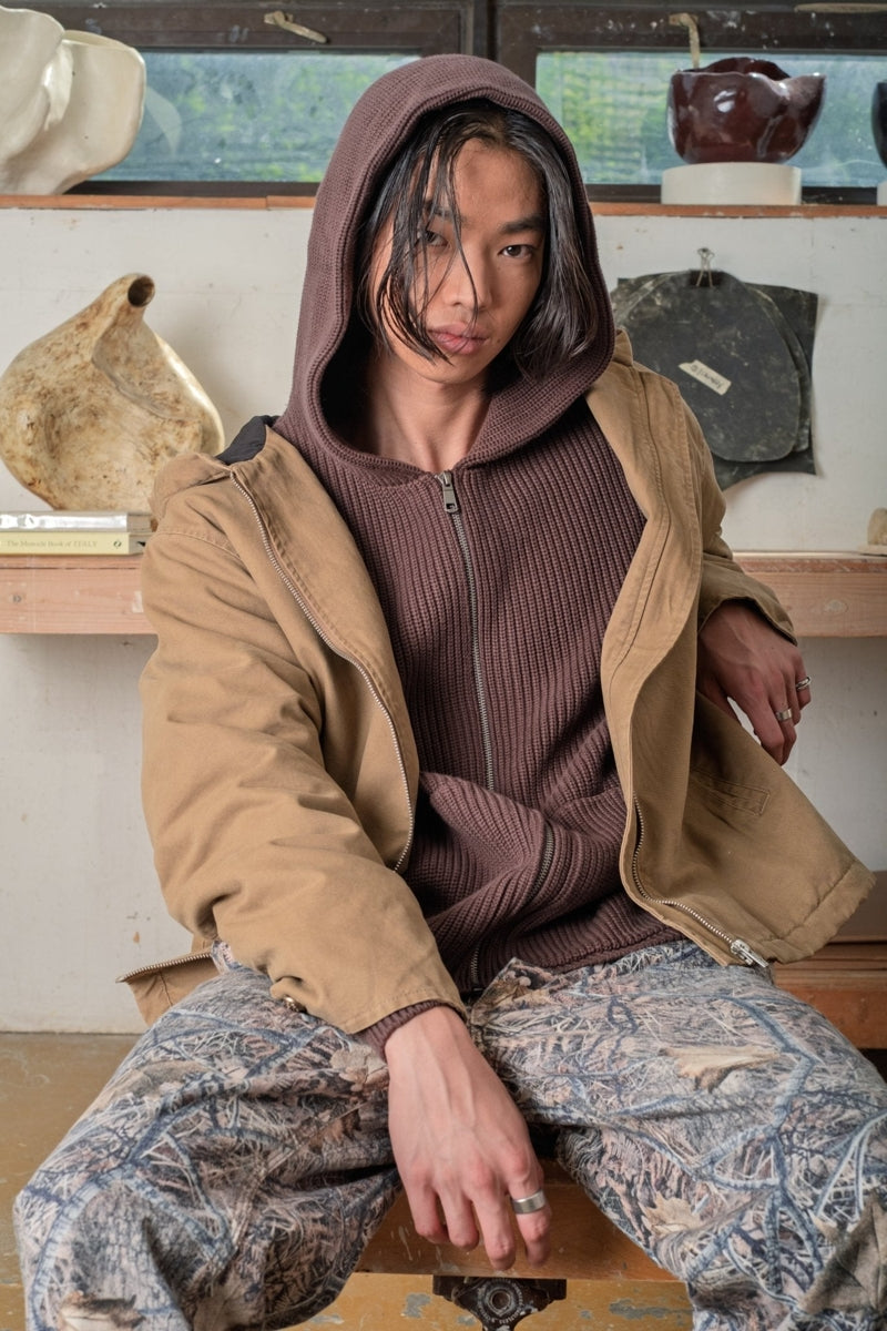 Wholesale,Kuwalla, Kuwalla Coffee Knitted Zip Hoodie, Brown, Medium-50-TagMLarge-52-TagLExtra Large-54-TagXLSmall-48-TagS