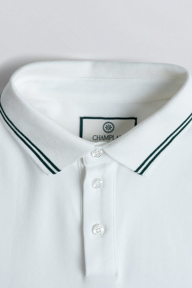 Wholesale,Champlain, Champlain White/Green Stripe Performance Knit Polo, White, Large-44-TagL