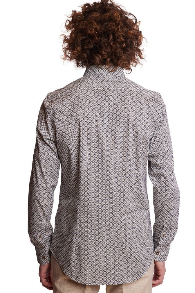 Wholesale,Paisley & Gray, Paisley & Gray Tan/Navy Floral Print Button Down Shirt, Tan, Small-39-TagS