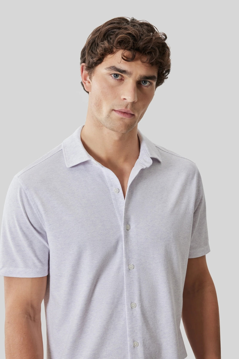 Direct From Brand,Robert Barakett, Robert Barakett Lavender Microprint Textured Knit Shirt, Purple, Large-45-TagL