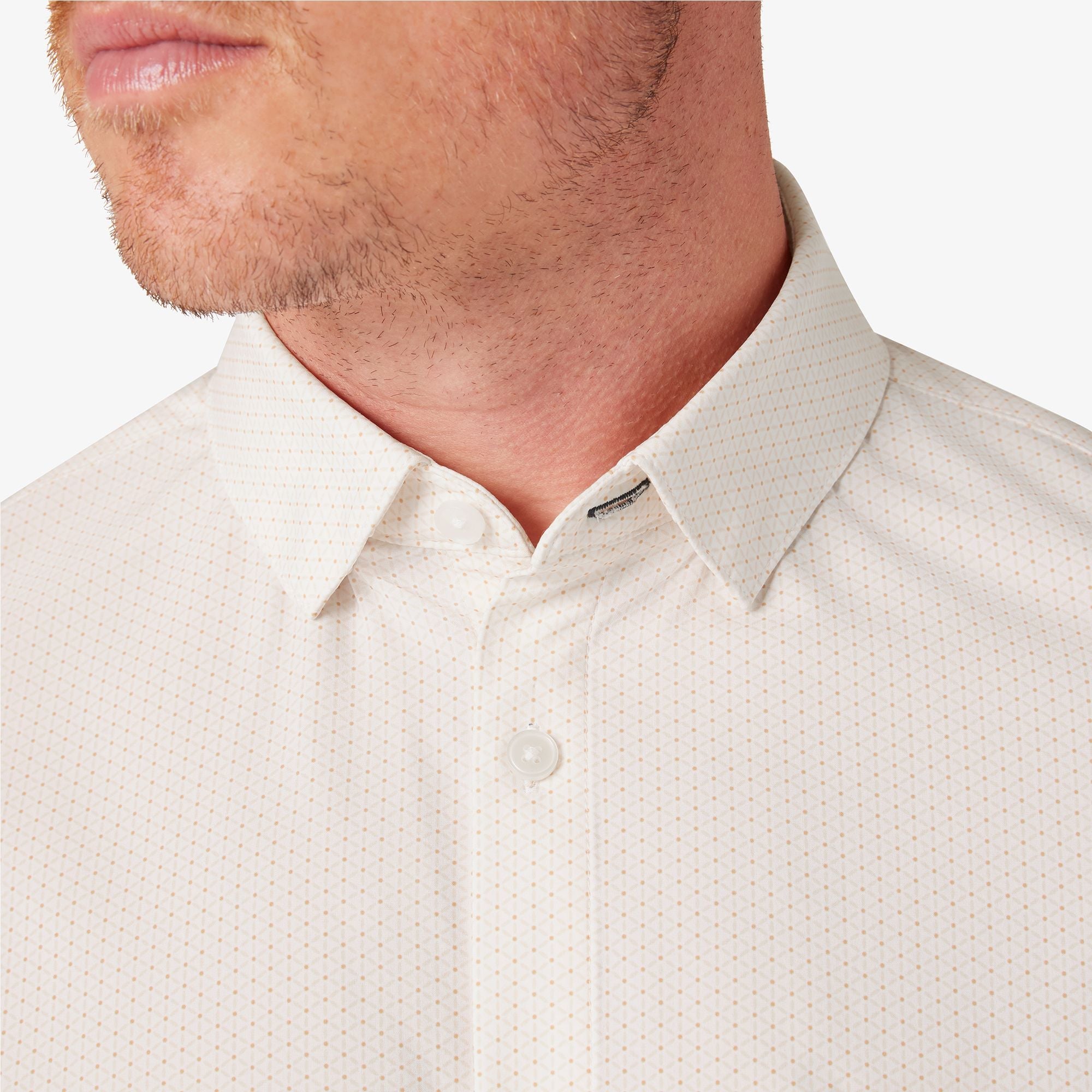 Wholesale,Mizzen + Main, Mizzen + Main Peach Triangle Geo Trim No Tuck Four-way Stretch Shirt, Orange, Small-40-TagS
