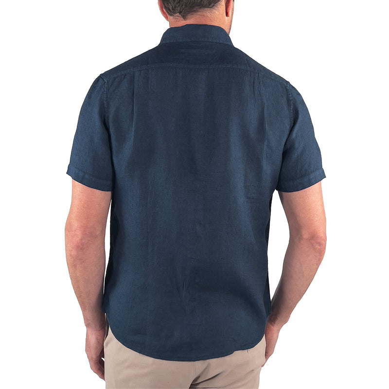 Brand Partner,Tailor Vintage, Tailor Vintage Navy Puretec Cool Cotton/Linen Blend Shirt, Blue, Medium-44-TagMLarge-47-TagLExtra Large-51-TagXLExtra Extra Large-55-TagXXLSmall-41-TagS