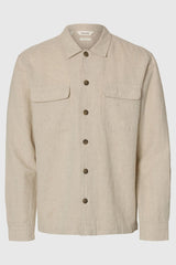Selected Homme Beige Cotton/Linen Blend Overshirt