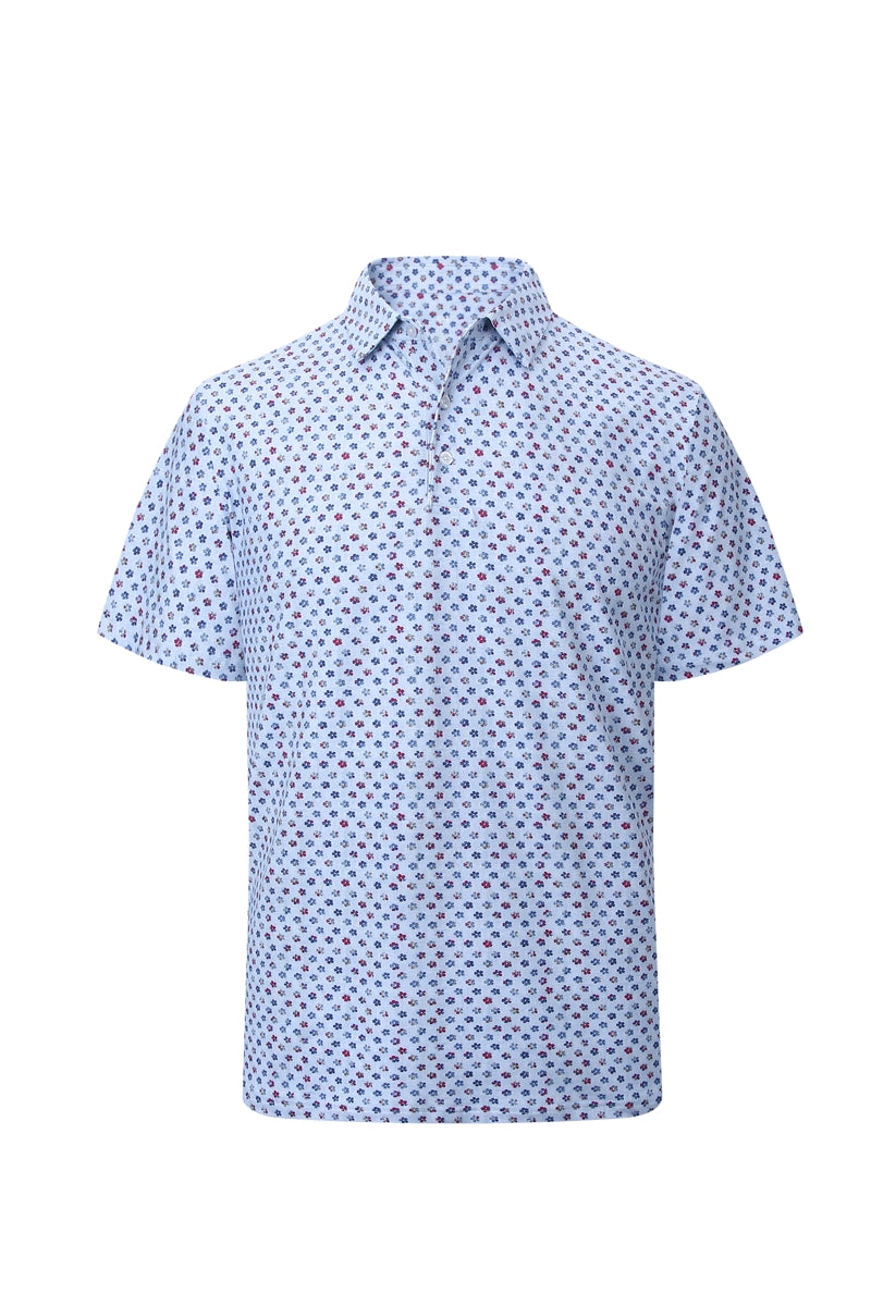 Wholesale,American Heritage, American Heritage Blue Multi Floral Print Performance Polo, Blue, Medium-42-TagM