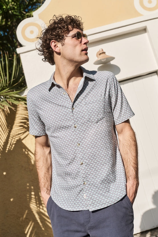 Wholesale,Marine Layer, Marine Layer Aqua Agave Print Stretch Shirt, Green, Medium-43-TagM
