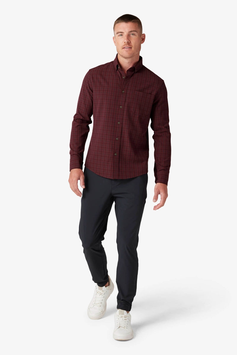 Wholesale,Mizzen + Main, Mizzen + Main Maroon/Grey Plaid Trim Flannel Shirt, Red, Small-42-TagS