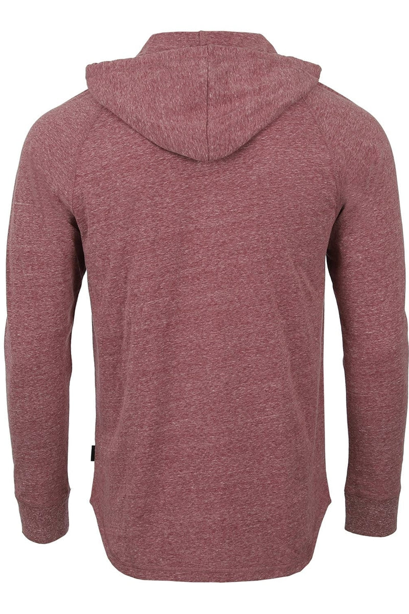 Faire,Zimego, Zimego Maroon Heathered Raglan Henley Hoodie, Red, Large-44-TagL