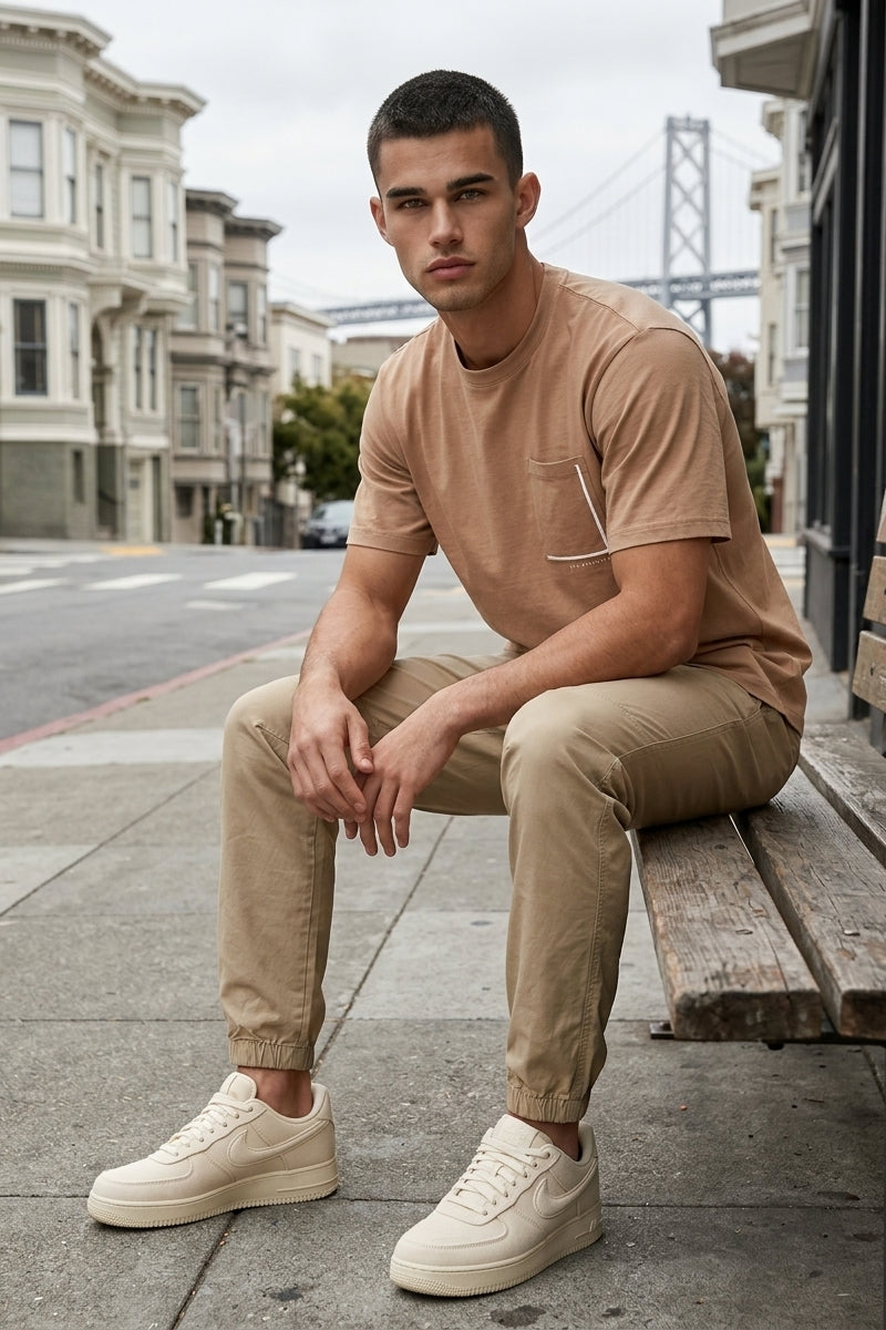 Wholesale,The Shirt Bar, The Shirt Bar Plum Premium Performance Tee, Tan, Small-42-TagSMedium-44-TagMLarge-46-TagL