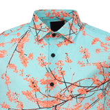 Lords of Harlech Aqua Blossom/Mountain Print Mechanical Stretch Button Up Shirt