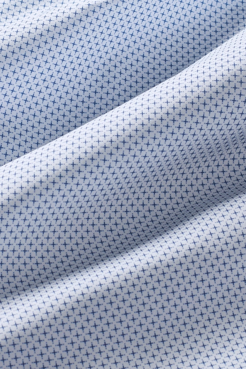 Wholesale,Mizzen + Main, Mizzen + Main White with Blue Plus Print Trim Dress Shirt, White, Large-46-TagL