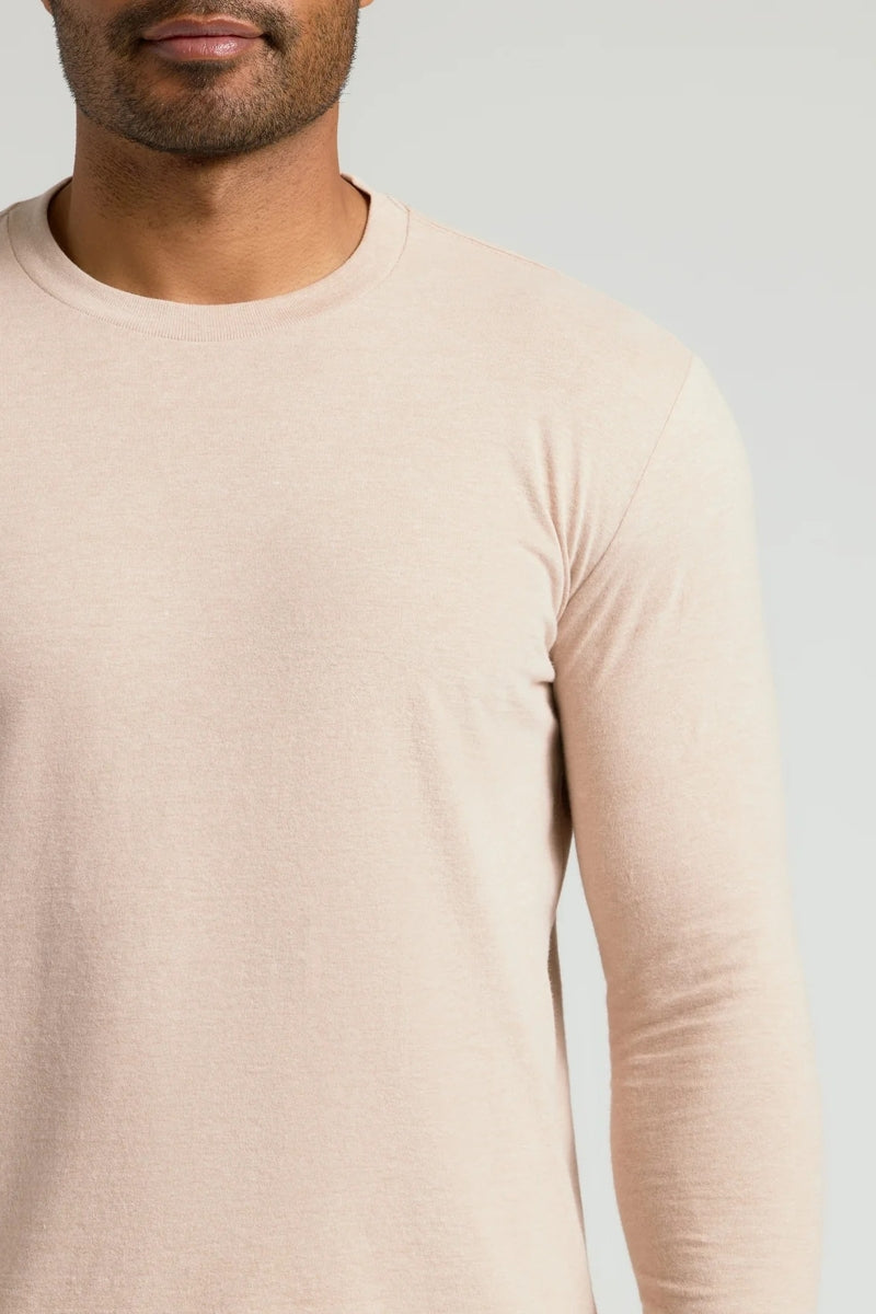 Faire,True Classic, True Classic Heather Camel Long Sleeve T-Shirt, Tan, Medium-40-TagM