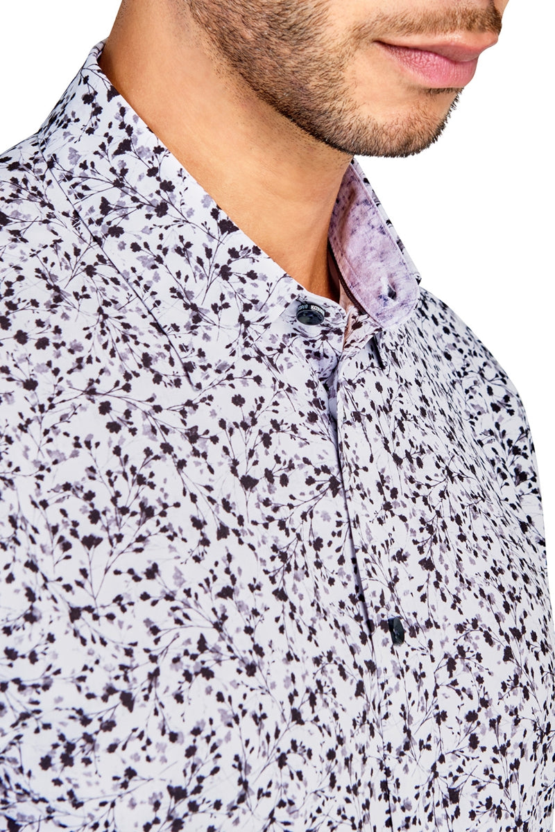 Faire,Brooklyn Brigade, Brooklyn Brigade White Mini Floral 4-way Stretch Shirt, White, Medium-41-TagMLarge-44-TagLExtra Large-48-TagXLExtra Extra Large-52-TagXXLSmall-38-TagS