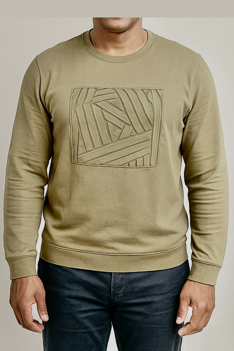 Wholesale,Jakamen, Jakamen Olive Textured Long Sleeve Sweatshirt, Green, Small-40-TagSSmall-42-TagLLarge-44-TagLLarge-46-TagXLExtra Large-48-TagXXLSmall-40-TagM