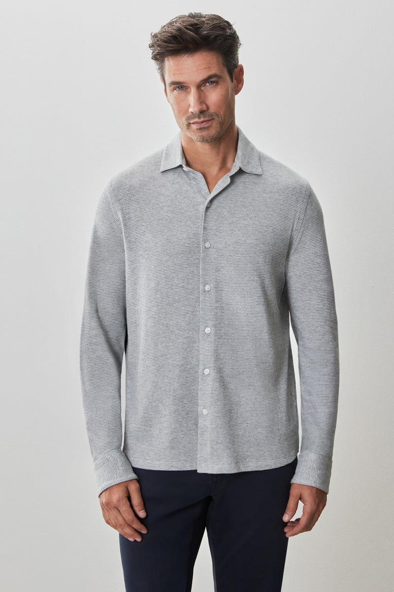Wholesale,Robert Barakett, Robert Barakett Light Grey Textured Stretch Knit Shirt, Grey, Extra Extra Large-52-TagXXL