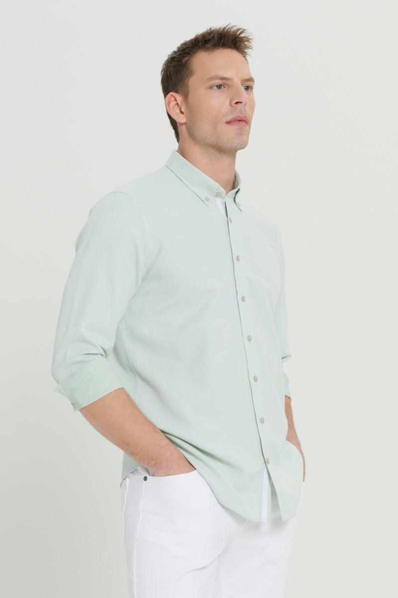 Wholesale,Altinyildiz Classics, Altinyildiz Classics Green Textured Dobby Slim Fit Shirt, Green, Large-44-TagL