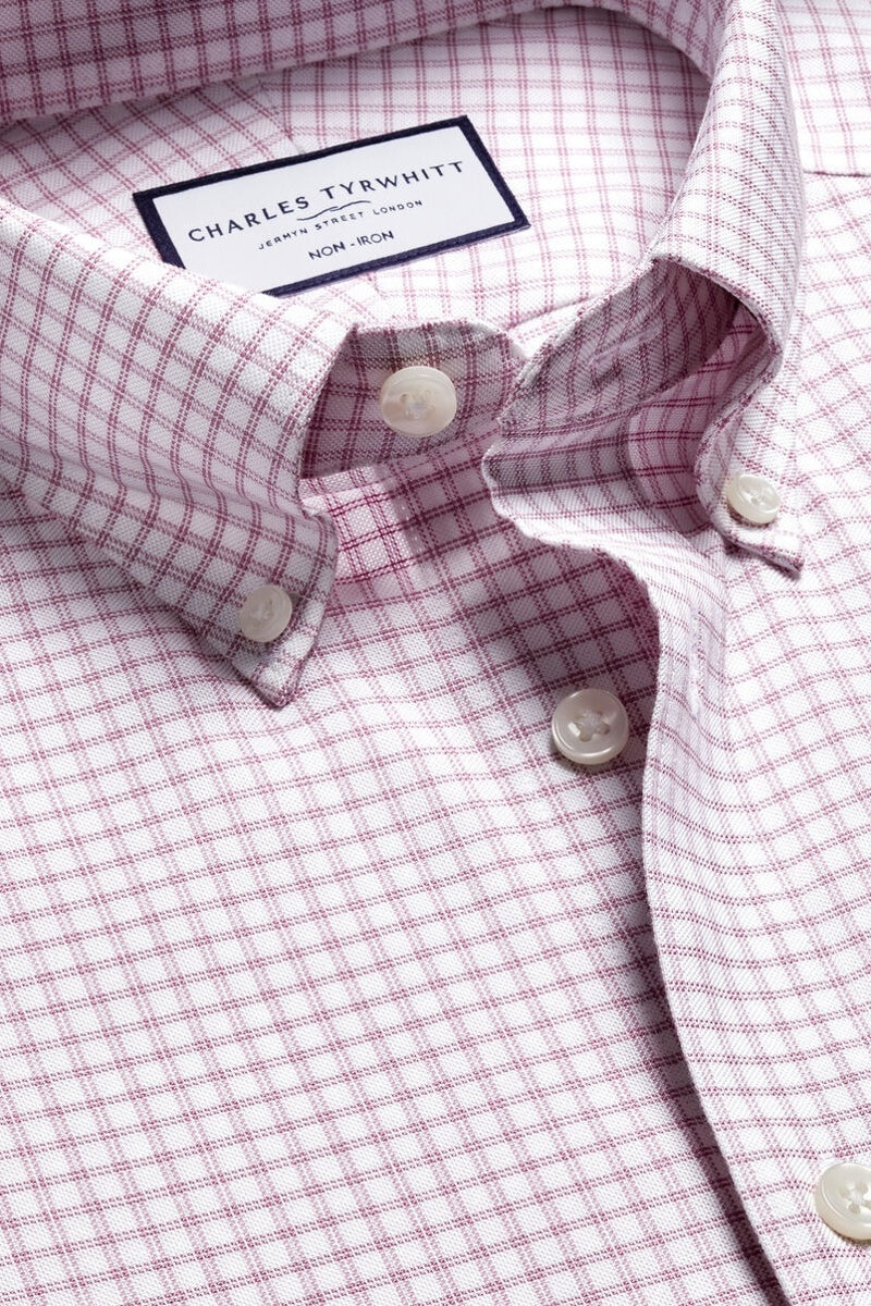 Wholesale,Charles Tyrwhitt, Charles Tyrwhitt Dark Pink Stretch Oxford Check Shirt, Pink, Small-40-Tag15Medium-44-Tag16Extra Large-48-Tag17