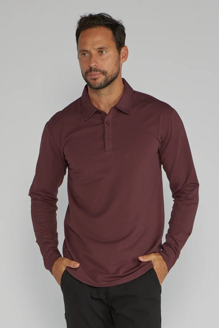 Wholesale,BYLT, BYLT Maroon Drop-Cut Lux 4-way Stretch Polo, Red, Large-43-TagL